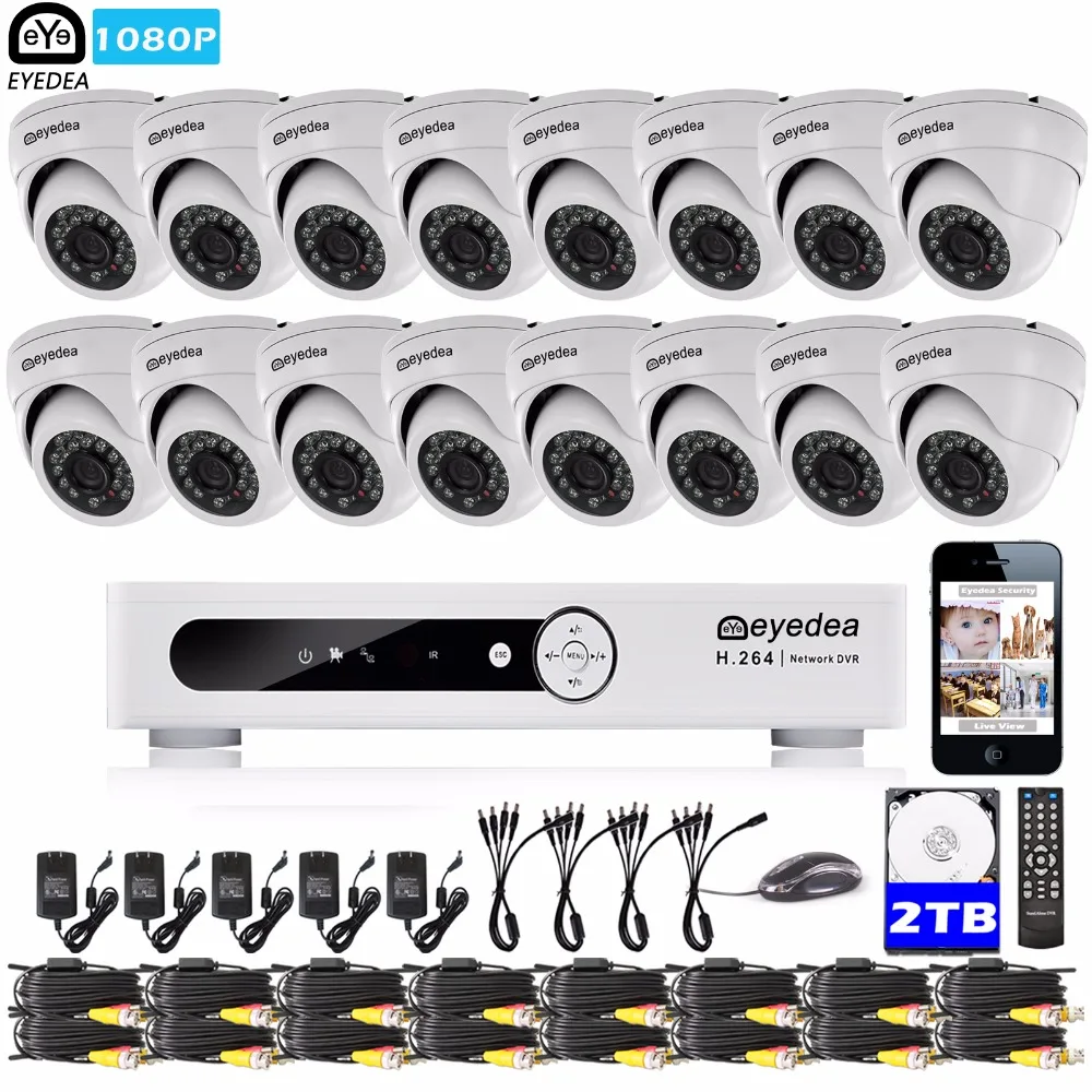 Eyedea 16 CH Email Alert DVR 1080P 2.0MP White Dome Outdoor LED Night Vision CCTV Security Camera Video Surveillance System 2TB
Eyedea 16 CH Email Alert DVR 1080P 2.0MP White Dome Outdoor LED Night Vision CCTV Security Camera Video Surveillance System 2TB