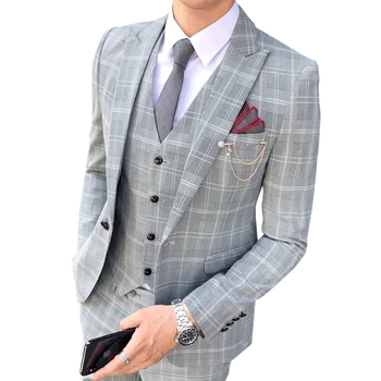 Suits men's Korean version of the slim lattice British three-piece blazer (coat vest pants) wedding banquet swallowtail suit
Suits men's Korean version of the slim lattice British three-piece blazer (coat vest pants) wedding banquet swallowtail suit
