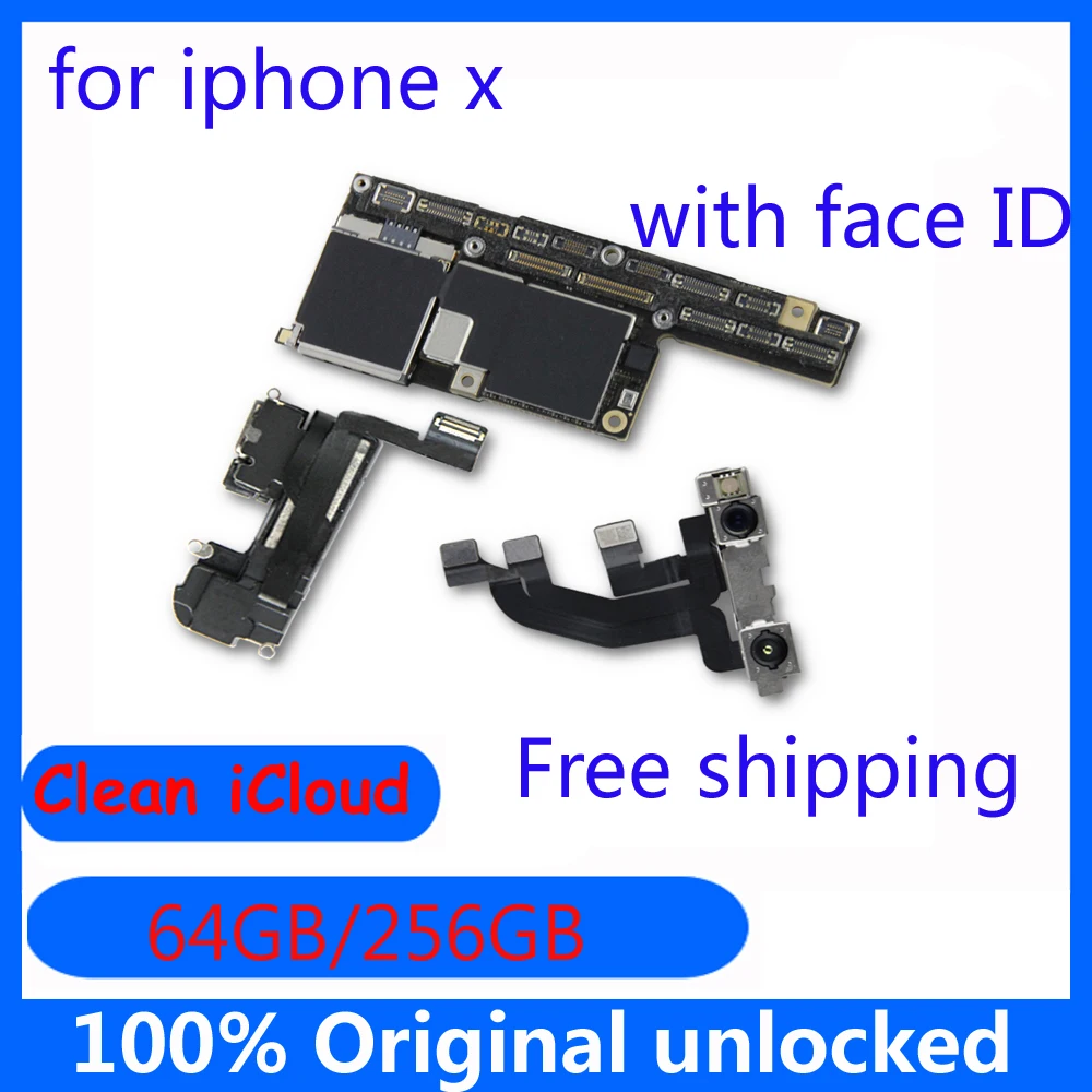 100% original unlocked fee for iphone X motherboard with / NO face ID 64GB 256GB IOS system mainboard+Chips logic board
100% original unlocked fee for iphone X motherboard with / NO face ID 64GB 256GB IOS system mainboard+Chips logic board