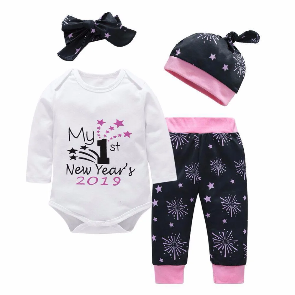 Newborn 4pcs First Birthday Outfit Baby letter romper & pant & headband & cap Outfit Autumn Clothing
Newborn 4pcs First Birthday Outfit Baby letter romper & pant & headband & cap Outfit Autumn Clothing
