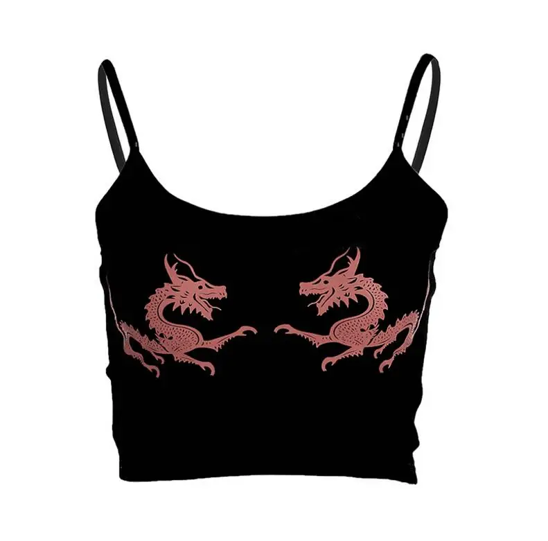 Summer Fashion Chinese Dragon Printed Cropped Spaghetti Spicy Black Boots Backrest Belt Shortened Top Street Bralet Top
Summer Fashion Chinese Dragon Printed Cropped Spaghetti Spicy Black Boots Backrest Belt Shortened Top Street Bralet Top