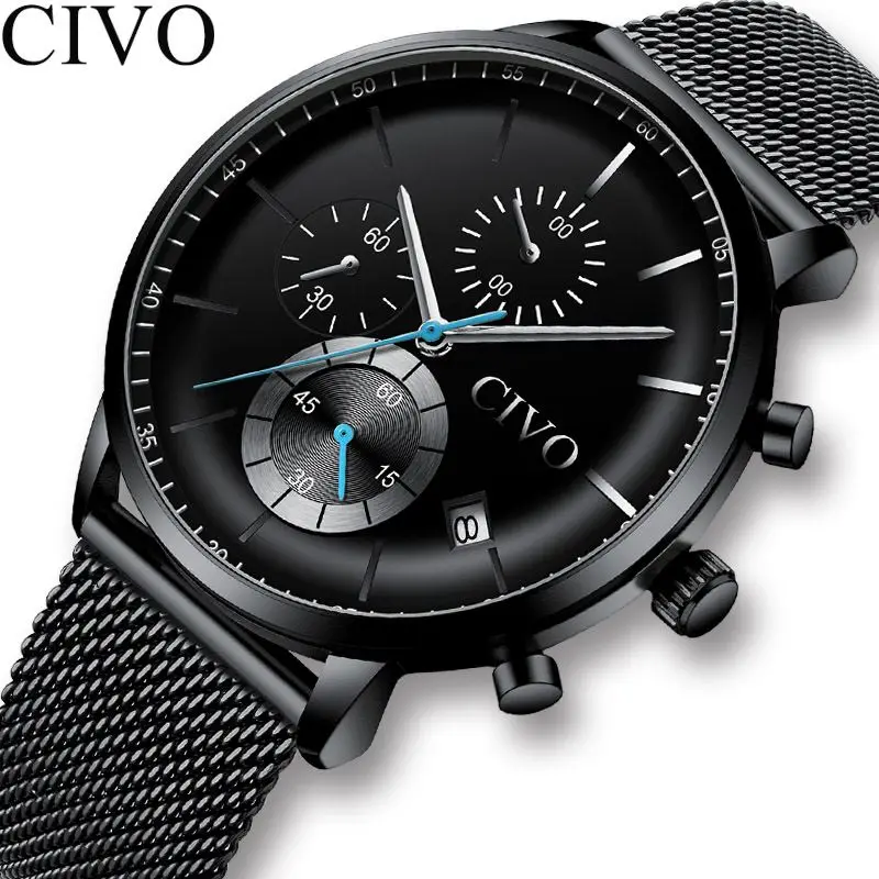 CIVO Top Brand Luxury Mens Watch Men Sport Military Minimalist Waterproof Date Watches Stainless Steel Mesh Wristwatch Clock
CIVO Top Brand Luxury Mens Watch Men Sport Military Minimalist Waterproof Date Watches Stainless Steel Mesh Wristwatch Clock