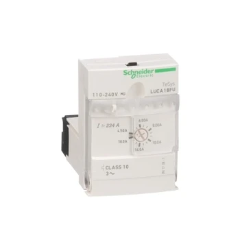 LUCA18FU Standard control unit, TeSys U, 4.5-18A, 3P motors, thermal magnetic protection, class 10, coil 110-240V AC/DC
LUCA18FU Standard control unit, TeSys U, 4.5-18A, 3P motors, thermal magnetic protection, class 10, coil 110-240V AC/DC