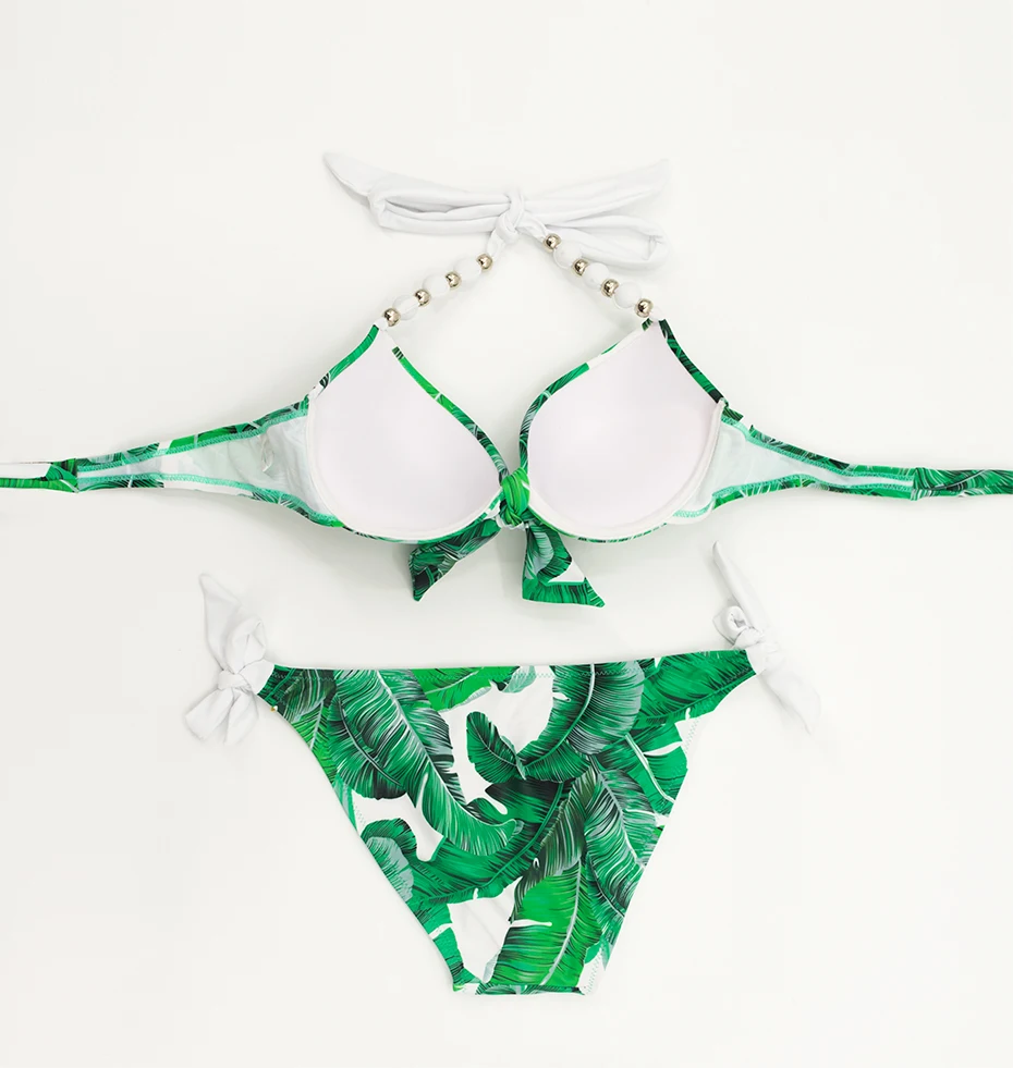 Faerdasi Halter Bikini Set Low Waist Bathing Suits Women Sexy Push Up Beachwear with Tie Side and Center Bow Swimwear Swimsuit 27