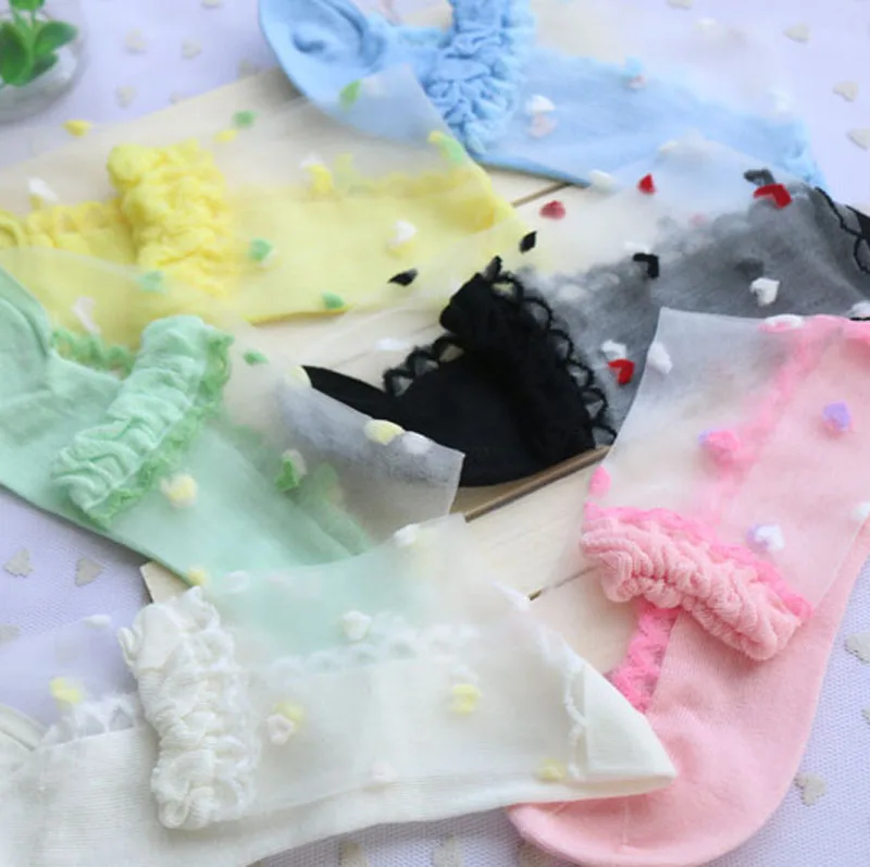 2019 New Woman 5 Pairs/Lot Ladies Brand New Ultra-Thin Transparent Multi-color Crystal Socks Girls Sweet love Heart Silk Meisa
2019 New Woman 5 Pairs/Lot Ladies Brand New Ultra-Thin Transparent Multi-color Crystal Socks Girls Sweet love Heart Silk Meisa