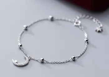 1pc Authentic REAL. 925 Sterling Silver Fine Jewelry cz set Crescent Moon Star &lucky ball rounds anklet Chain Bracelet GTLS833
1pc Authentic REAL. 925 Sterling Silver Fine Jewelry cz set Crescent Moon Star &lucky ball rounds anklet Chain Bracelet GTLS833
