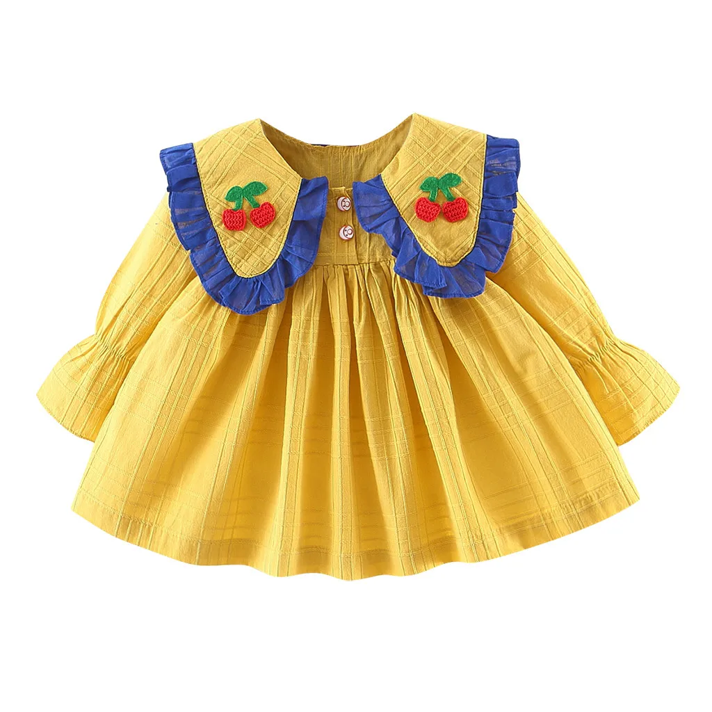 Toddler Baby Dresses Girl Ruched Cherry Doll Collar Princess Dress Casual Clothes Newborn Baptism Dress Robe Bebes Fille
Toddler Baby Dresses Girl Ruched Cherry Doll Collar Princess Dress Casual Clothes Newborn Baptism Dress Robe Bebes Fille