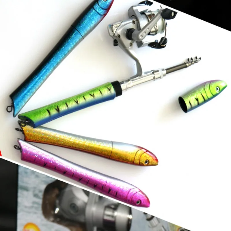 Mini Pocket Telescopic Fishing Pole Aluminum Alloy Fish Shape Fishing Rod With Reel Wheel Kits Winter ice Fishing H150081B
Mini Pocket Telescopic Fishing Pole Aluminum Alloy Fish Shape Fishing Rod With Reel Wheel Kits Winter ice Fishing H150081B