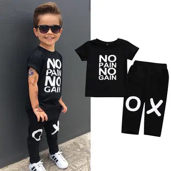 Toddler Kids Baby Boy Clothes Set Outfits Clothes No pain no gain T-shirt Top Short Sleeve Pants 2pcs Boys Clothing Set
Toddler Kids Baby Boy Clothes Set Outfits Clothes No pain no gain T-shirt Top Short Sleeve Pants 2pcs Boys Clothing Set