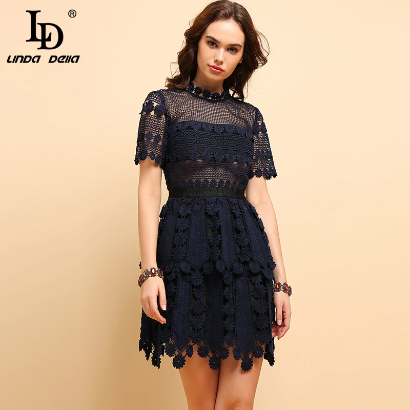 LD LINDA DELLA Summer Fashion Runway Designer Dress Women's Short Sleeve Floral Embroidery Hollow Out Elegant Vintage Dresses
LD LINDA DELLA Summer Fashion Runway Designer Dress Women's Short Sleeve Floral Embroidery Hollow Out Elegant Vintage Dresses