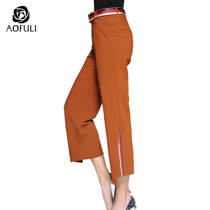 AOFULI Ladies Autumn Long Trousers Asymmetrical Side Stripe Patchwork Big Size Pants With Pocket Caramel Stylish L- 4XL 5XL 6096
AOFULI Ladies Autumn Long Trousers Asymmetrical Side Stripe Patchwork Big Size Pants With Pocket Caramel Stylish L- 4XL 5XL 6096