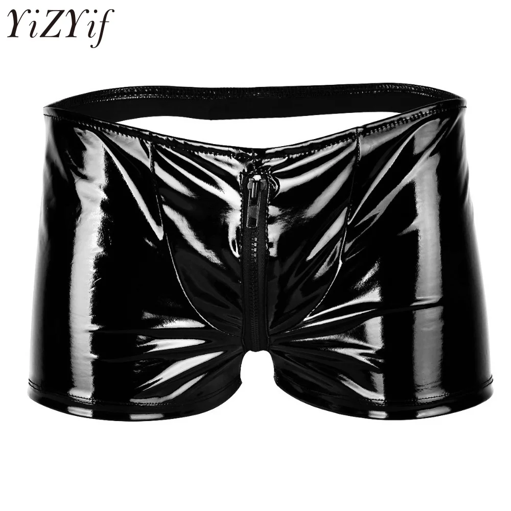 YiZYiF Black Mens Lingerie Shiny Patent Leather Metallic Open Butt Boxer Shorts Zipper Bulge Pouch Boxer Underwear Panties
YiZYiF Black Mens Lingerie Shiny Patent Leather Metallic Open Butt Boxer Shorts Zipper Bulge Pouch Boxer Underwear Panties