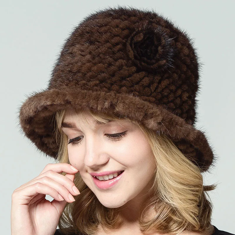 Women Real Mink Fur Hats With Flower Solid Russian Style Natural Knitted Brim Caps 2017 New Winter Female Thick Warm Headwear
Women Real Mink Fur Hats With Flower Solid Russian Style Natural Knitted Brim Caps 2017 New Winter Female Thick Warm Headwear