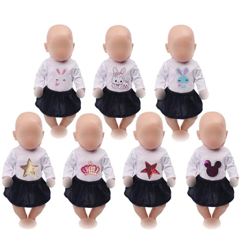 43 cm baby dolls Clothes new born Cartoon printed T-shirt skirt Dress Baby toys fit 18 inch Girls doll f678
43 cm baby dolls Clothes new born Cartoon printed T-shirt skirt Dress Baby toys fit 18 inch Girls doll f678