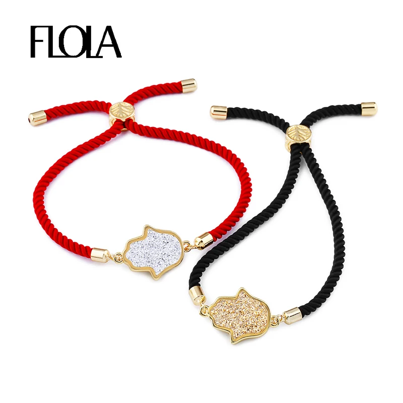 FLOLA Red Thread Druzy Bracelet Woman Druzy Quartz Stone Bracelet Fashion Jewelry Gift Red Amulet Hamsa Bracelet brtb46
FLOLA Red Thread Druzy Bracelet Woman Druzy Quartz Stone Bracelet Fashion Jewelry Gift Red Amulet Hamsa Bracelet brtb46