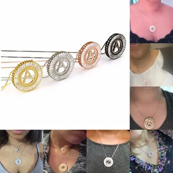 

Long Letter Necklace Women cubic zirconia Initial Necklace Men Hip Hop Jewelry Gold cry tal collier collar mujer Z5