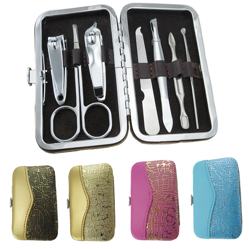 

Portable 7pcs/set Manicure Set Pedicure Nail Care Clipper Scissor Tweezer Earpick Kit Nail Tools with Case