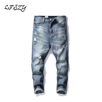 Spring and Autumn New Nine Points Jeans Men's Loose Large Size Blue Harlan Large Size Pants Wide Hole Jeans Men Size 28-36 38
Spring and Autumn New Nine Points Jeans Men's Loose Large Size Blue Harlan Large Size Pants Wide Hole Jeans Men Size 28-36 38