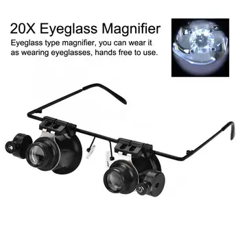 20X Headband Glasses Magnifier With 2 LED Lights Optical Lens Glass Loupe Watch Repair & Jewelry Repairing Tool for Watchmaker
20X Headband Glasses Magnifier With 2 LED Lights Optical Lens Glass Loupe Watch Repair & Jewelry Repairing Tool for Watchmaker