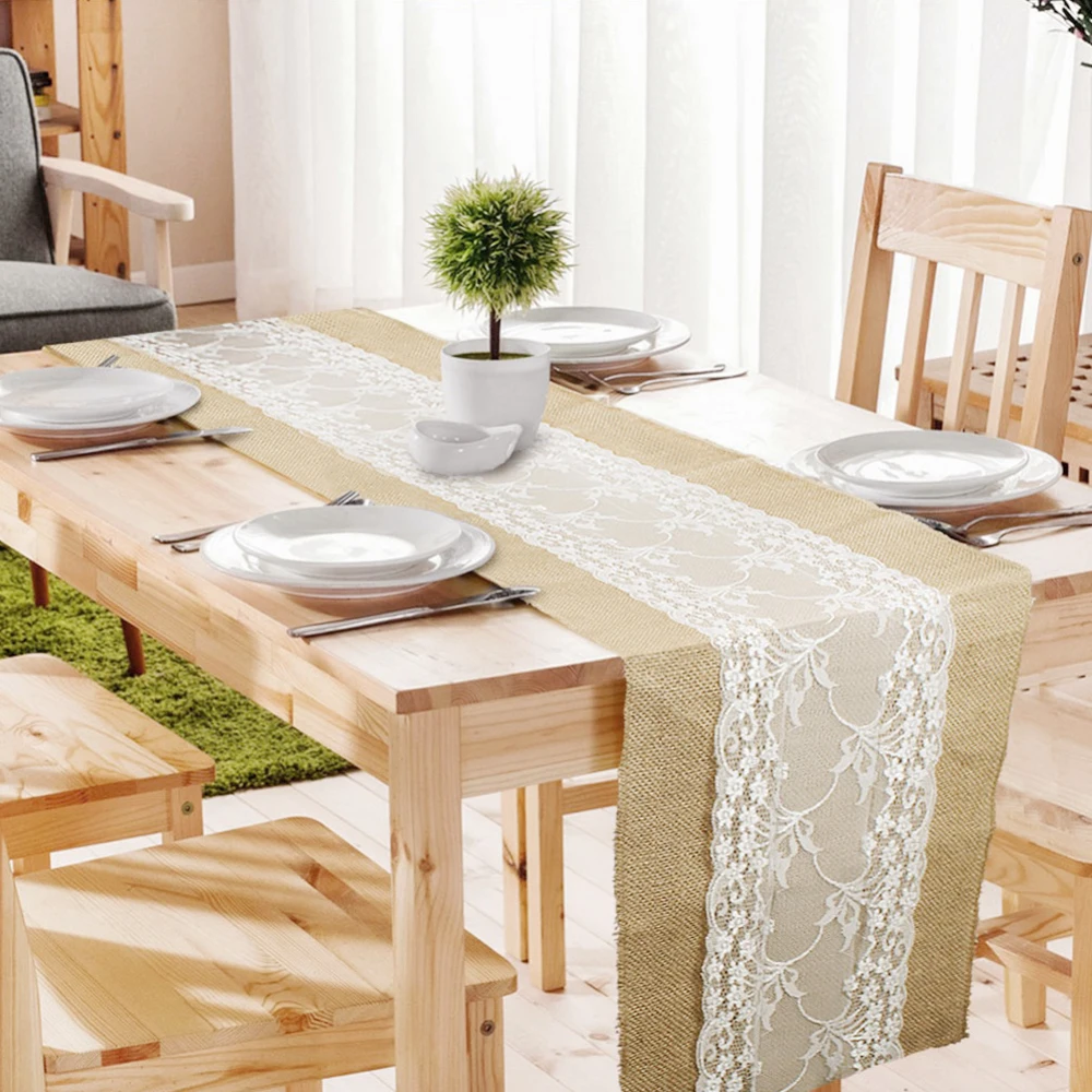 Elegant Jute Table Runner Burlap Lace Table Cloth Wedding Party home Decoration Tablecloth table runners modern for dining table
Elegant Jute Table Runner Burlap Lace Table Cloth Wedding Party home Decoration Tablecloth table runners modern for dining table