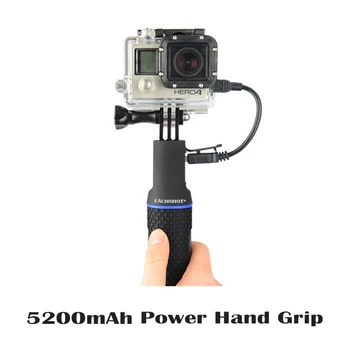 

5200mAh Portable External Power hand grip additional battery life for Gopro 3 3+ 4 Xiaomi Yi Cam SJ4000 Can connect with tripod