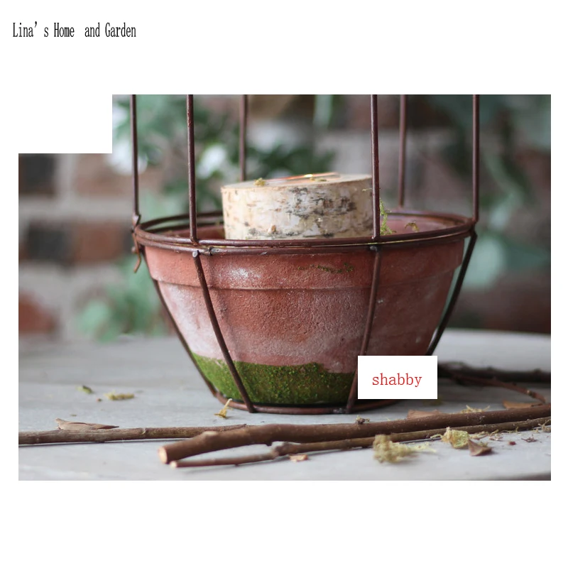 metal wire dome ceramic pot handmade rustic flower pots planters (8)
