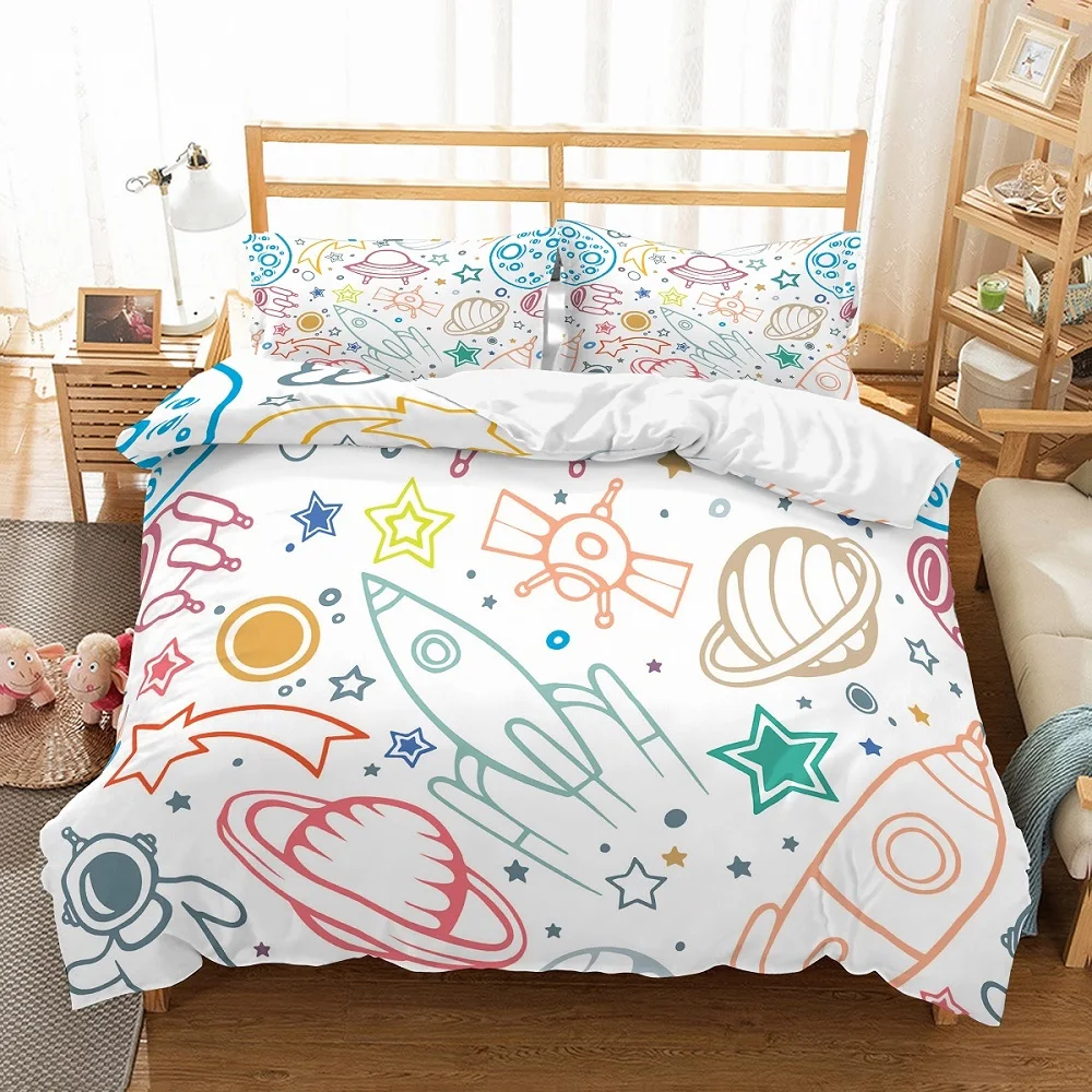 Pink/Red/Blue/Yellow/White Bedding Set Spaceship Rockets Planet Astronaut Stars Universe Printed Kids Duvet Cover Set Pillowcase
Pink/Red/Blue/Yellow/White Bedding Set Spaceship Rockets Planet Astronaut Stars Universe Printed Kids Duvet Cover Set Pillowcase
