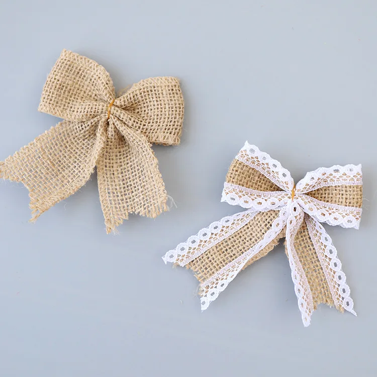 5pcs Natural Jute Burlap Hessian with Lace Bow Ties for Christmas New Year Gift Box Decoration Valentine's Day Gift Wrapping
5pcs Natural Jute Burlap Hessian with Lace Bow Ties for Christmas New Year Gift Box Decoration Valentine's Day Gift Wrapping