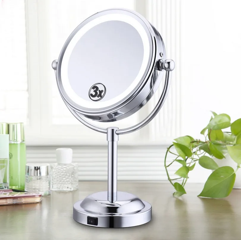 6inch 3X Magnifying Round LED Illuminated Bathroom Make Up Cosmetic Shaving Mirror Round Shape Vanity Rotating Cosmetic Mirror
6inch 3X Magnifying Round LED Illuminated Bathroom Make Up Cosmetic Shaving Mirror Round Shape Vanity Rotating Cosmetic Mirror