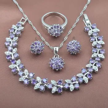 Shining Natural Purple Crystal Silver Plated Jewelry Sets Women's Zirconia Bracelet Necklace Pendant Earrings Ring YZ0227
Shining Natural Purple Crystal Silver Plated Jewelry Sets Women's Zirconia Bracelet Necklace Pendant Earrings Ring YZ0227