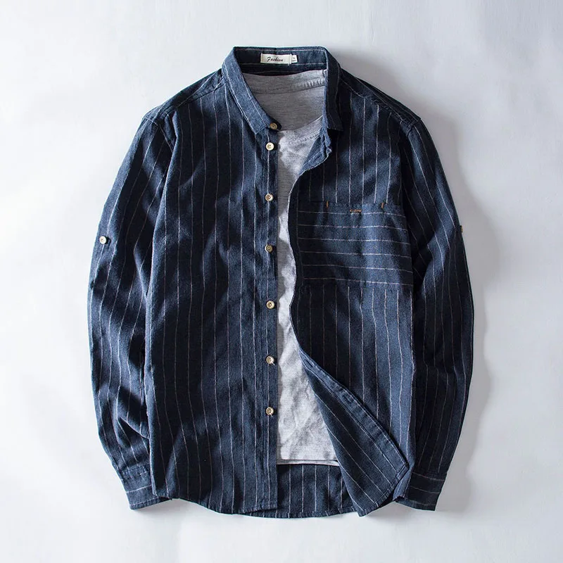 Brand 4XL Mens Linen Shirts Long Sleeve 2018 Spring Fashion Striped Slim fat Retro Casual Shirt Men Camisa Masculina AF1764
Brand 4XL Mens Linen Shirts Long Sleeve 2018 Spring Fashion Striped Slim fat Retro Casual Shirt Men Camisa Masculina AF1764
