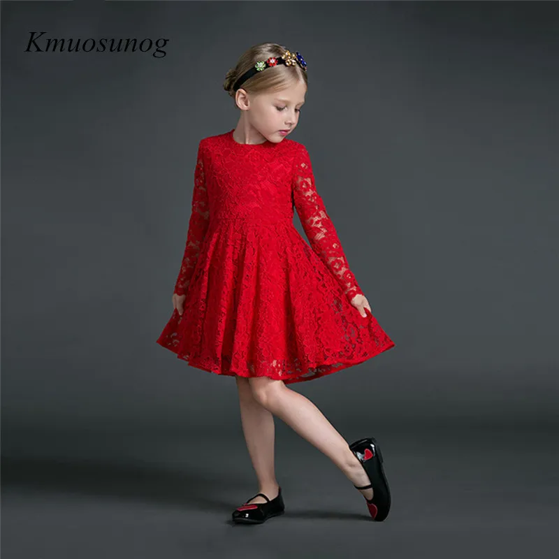HE-Hello-Enjoy-Mother-Daughter-Dresses-Fall-2018-Family-Matching-Outfits-Long-sleeves-Red-Lace-Dress (1)