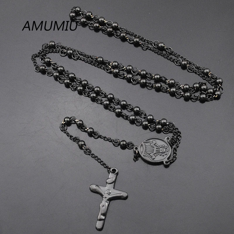 AMUMIU Long Necklace New Trendy Black Stainless Steel Women/Men Jewelry Wholesale Cross Rosary Pendant Necklace HN083
AMUMIU Long Necklace New Trendy Black Stainless Steel Women/Men Jewelry Wholesale Cross Rosary Pendant Necklace HN083