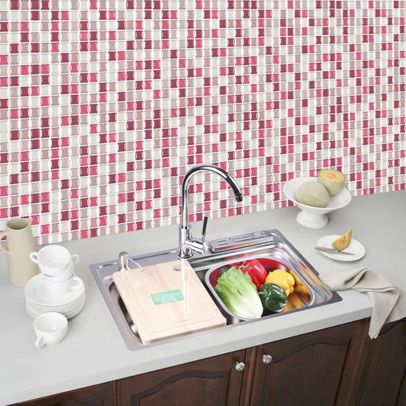 3D Stereo Wall Sticker Tile Self-Adhesive Kitchen Bathroom Decoration Ornament