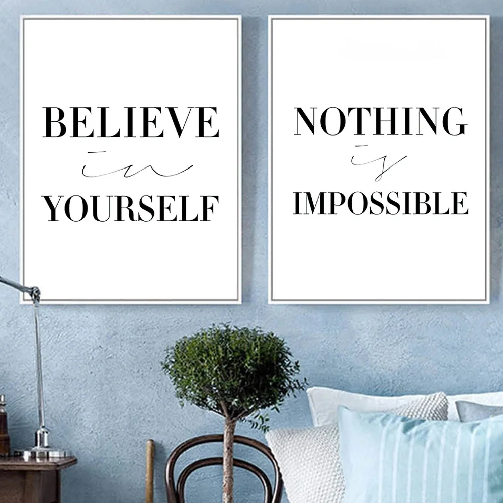 Black Letter Home Modern Wall Poster BELIEVE YOURSELF NOTHING IMPOSSIBLE Modern Black Letter Wall Art Canvas Poster Art Unframed
Black Letter Home Modern Wall Poster BELIEVE YOURSELF NOTHING IMPOSSIBLE Modern Black Letter Wall Art Canvas Poster Art Unframed