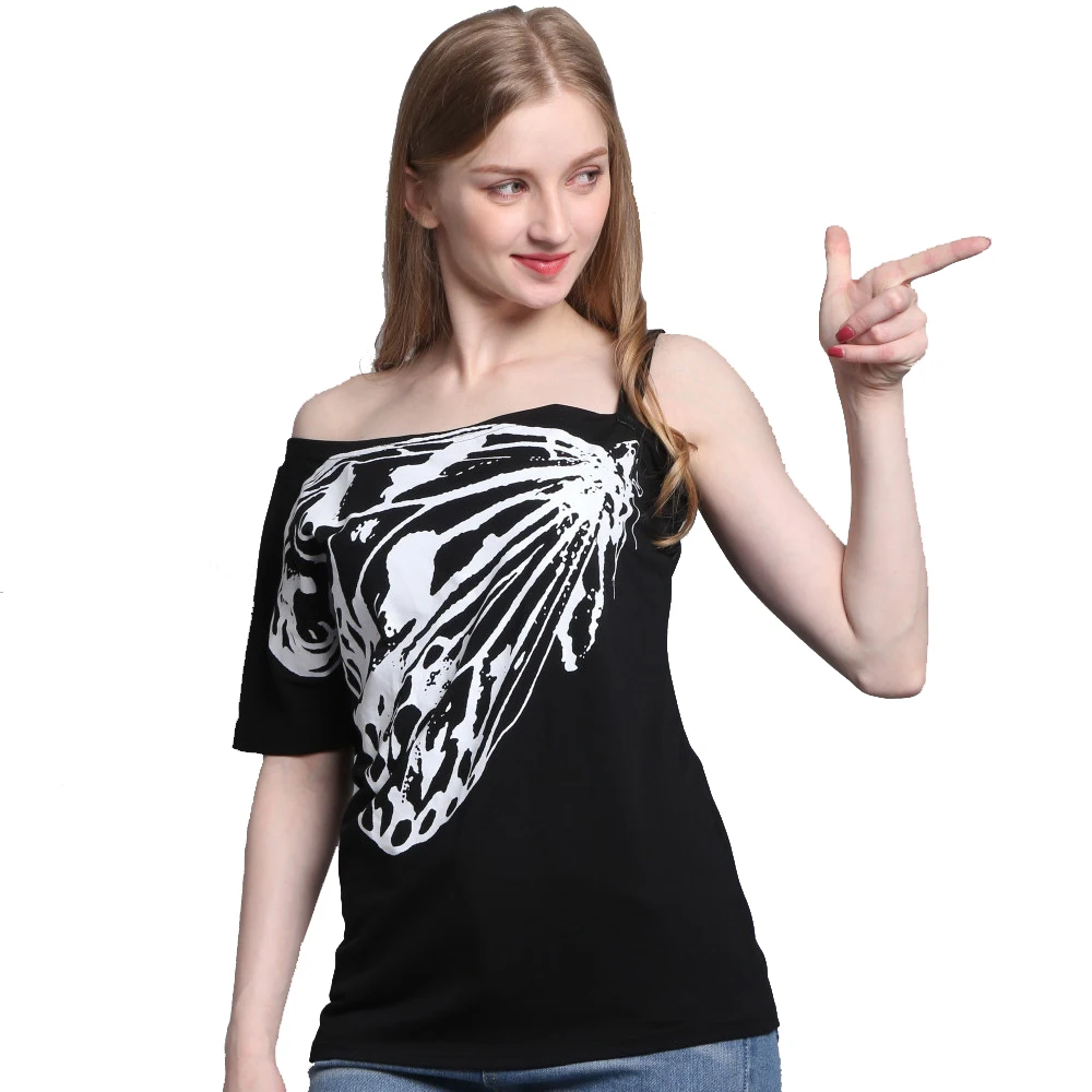 Hot Butterfly Print Ladies Off Shoulder T-Shirts Strap Short Sleeve T Shirt Women Tops Tees Shirt Black White tshirt NV70 E
Hot Butterfly Print Ladies Off Shoulder T-Shirts Strap Short Sleeve T Shirt Women Tops Tees Shirt Black White tshirt NV70 E