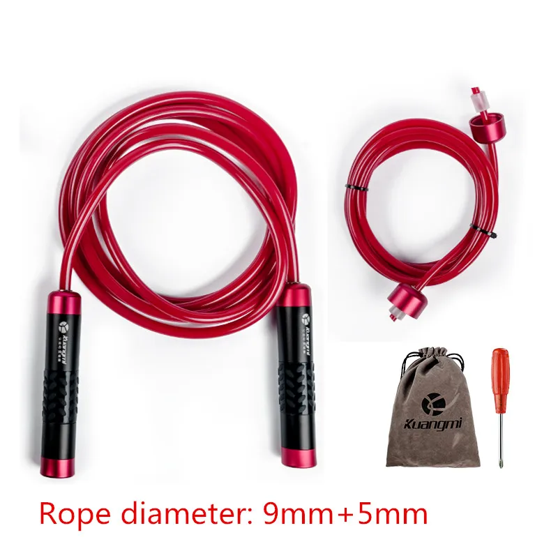 

Kuangmi Adjustable 3m Weight Skip Rope Gym Fitness Bearing skipping ropes crossfit 1 Piece diameter 9mm & 5mm With Free Bag