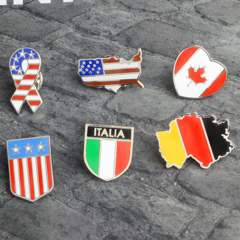 

National flags Enamel Pin Canadian American German Italian Flag Brooch Pin Button Hat Bag Clothes Collar Pin Badge Jewelry Gift