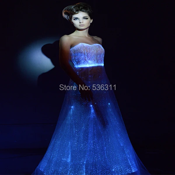 2017 A line floor length pure white fiber optical luminous dress sexy costumes led vestidos wedding party dress
2017 A line floor length pure white fiber optical luminous dress sexy costumes led vestidos wedding party dress