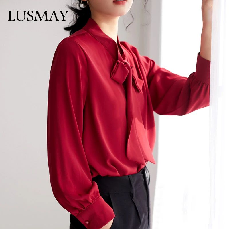 Womens V-neck Bow Shirt Long-sleeved Casual Tops And Blouses Chiffon Streetwear Professional Temperament Women Wild Shirt
Womens V-neck Bow Shirt Long-sleeved Casual Tops And Blouses Chiffon Streetwear Professional Temperament Women Wild Shirt