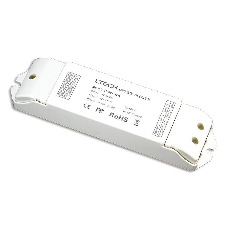 LTECH Led DMX decoder 12V 24V LT-801-12A;8CH DMX-PWM Decoder input;12A*1CH Max 12A output led CV DMX Decoder controller
LTECH Led DMX decoder 12V 24V LT-801-12A;8CH DMX-PWM Decoder input;12A*1CH Max 12A output led CV DMX Decoder controller