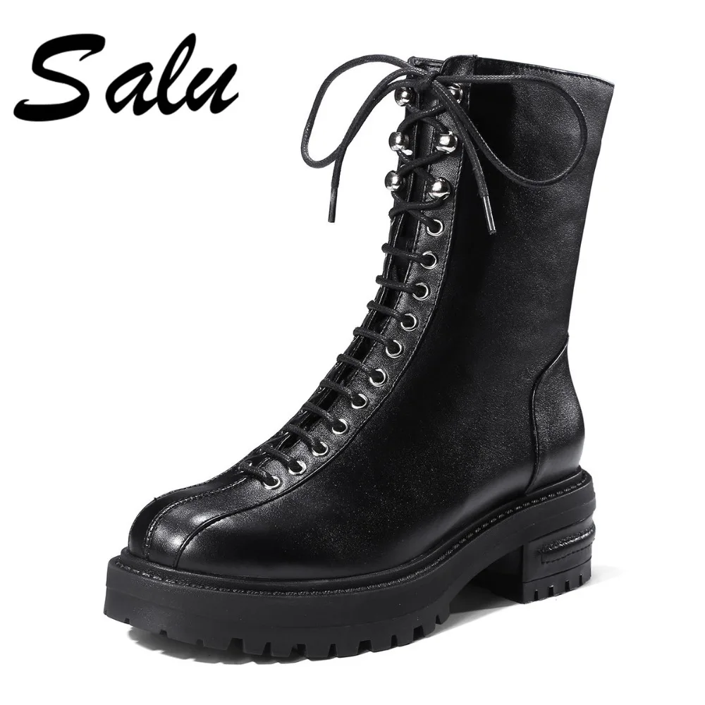 Salu Women Genuine leather Boots Fashion Lady Vintage Combat Army Punk Goth Ankle Casual Boots Biker Female Short Lace Up Boot
Salu Women Genuine leather Boots Fashion Lady Vintage Combat Army Punk Goth Ankle Casual Boots Biker Female Short Lace Up Boot