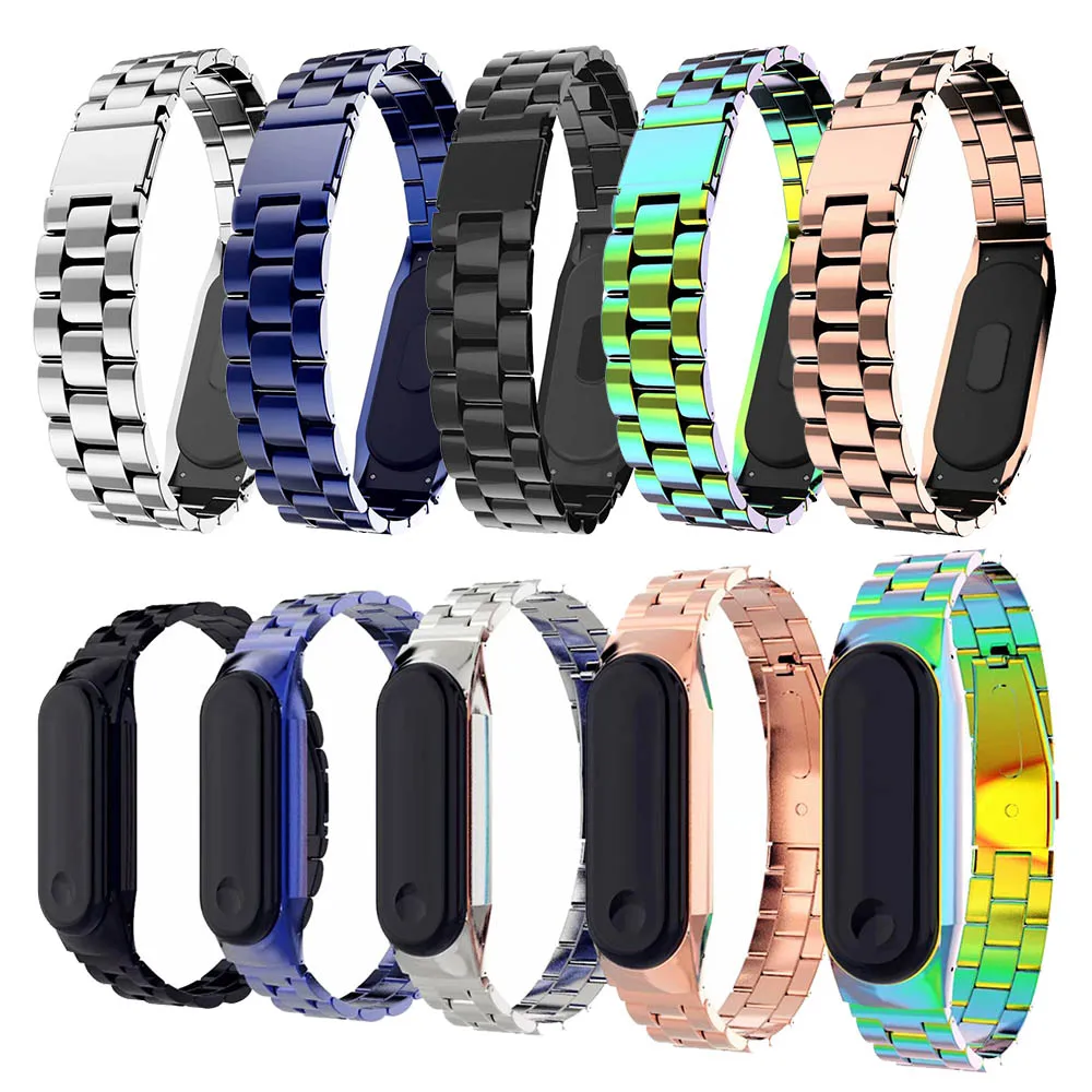 Ремешок для Xiaomi Mi Band 4 3 мужской/женский металлический браслет Miband ремешок из