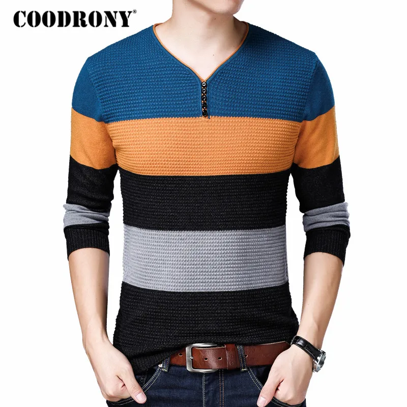 COODRONY Sweater Men Streetwear Fashion Striped Knitwear Button V-Neck Pull Homme Autumn Winter Cotton Woolen Pullover Men 91026
COODRONY Sweater Men Streetwear Fashion Striped Knitwear Button V-Neck Pull Homme Autumn Winter Cotton Woolen Pullover Men 91026