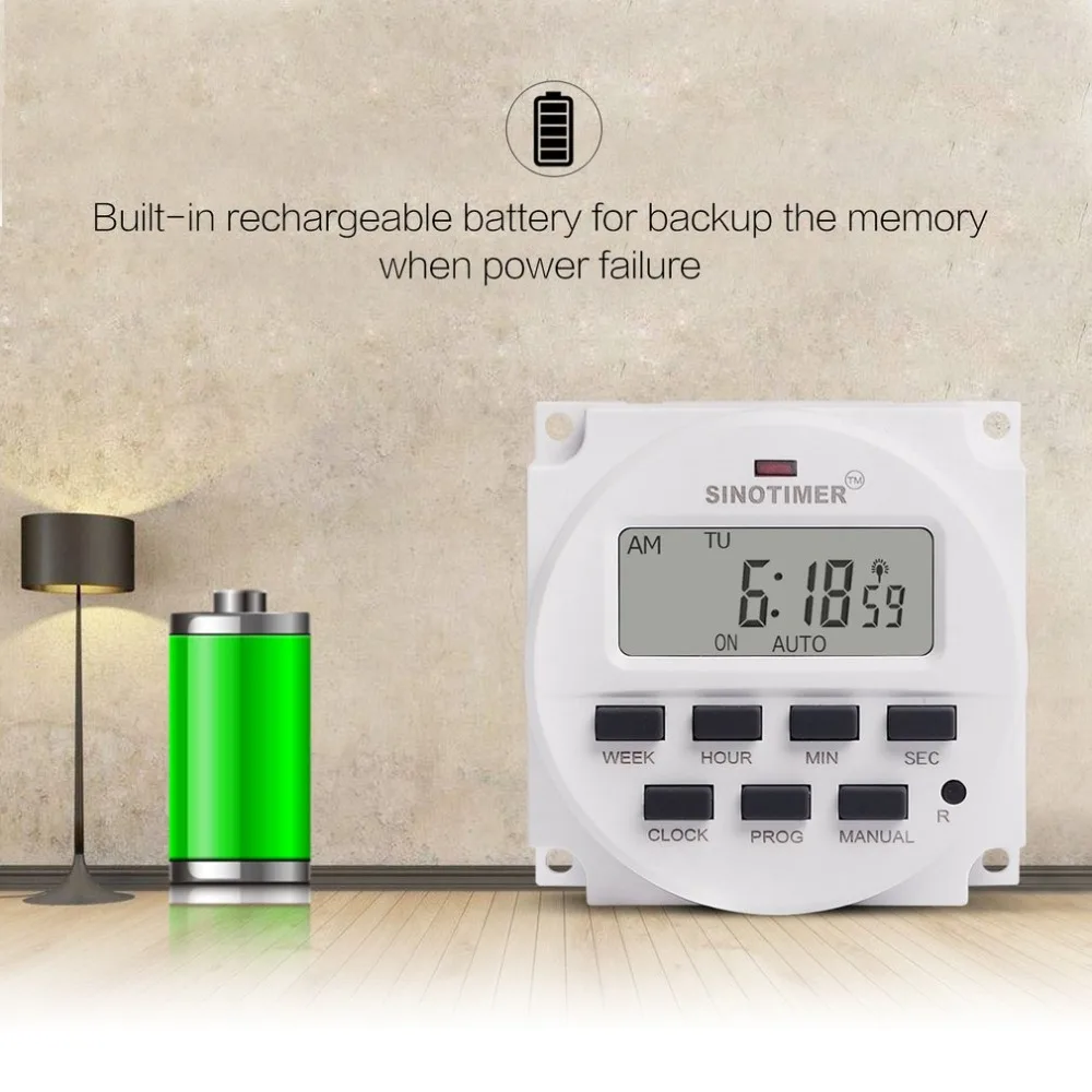 SINOTIMER 24V/110V/220V 7Day Weekly Programmable Digital Time Switch Relay Timer Control for Electric Appliance 8 ON/OFF Setting
SINOTIMER 24V/110V/220V 7Day Weekly Programmable Digital Time Switch Relay Timer Control for Electric Appliance 8 ON/OFF Setting