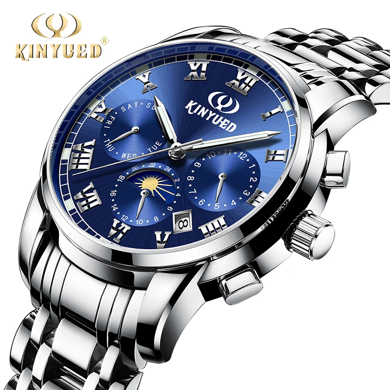 KINYUED Fashiong Brand Automatic Self-Wind Mens Watches Moon Phase Stainless Steel Mechanical Office Party Sport Business Watch
KINYUED Fashiong Brand Automatic Self-Wind Mens Watches Moon Phase Stainless Steel Mechanical Office Party Sport Business Watch