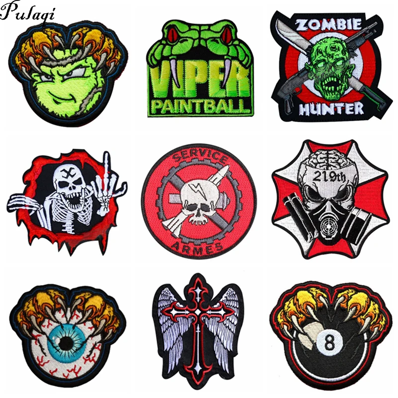 Pulaqi Diy Viper Badge Biker Patches Punk Skull For Clothing Embroidery Sticker Stripes On Clothes Military Patch Wholesale H
Pulaqi Diy Viper Badge Biker Patches Punk Skull For Clothing Embroidery Sticker Stripes On Clothes Military Patch Wholesale H