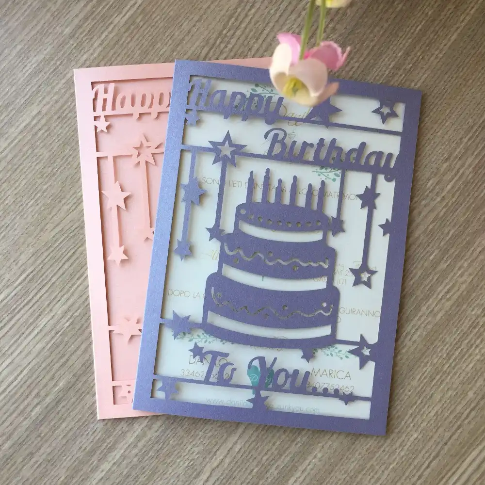 pearl paper invitations card cake pattern birthday card happy