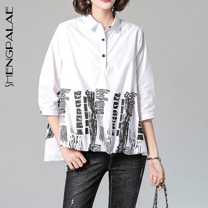 SHENGPALAE 2019 New Spring White Patchwork Black Printed Tops Turn-down Collar Nine Quarter Sleeve Loose Big Women Shirt FL451
SHENGPALAE 2019 New Spring White Patchwork Black Printed Tops Turn-down Collar Nine Quarter Sleeve Loose Big Women Shirt FL451