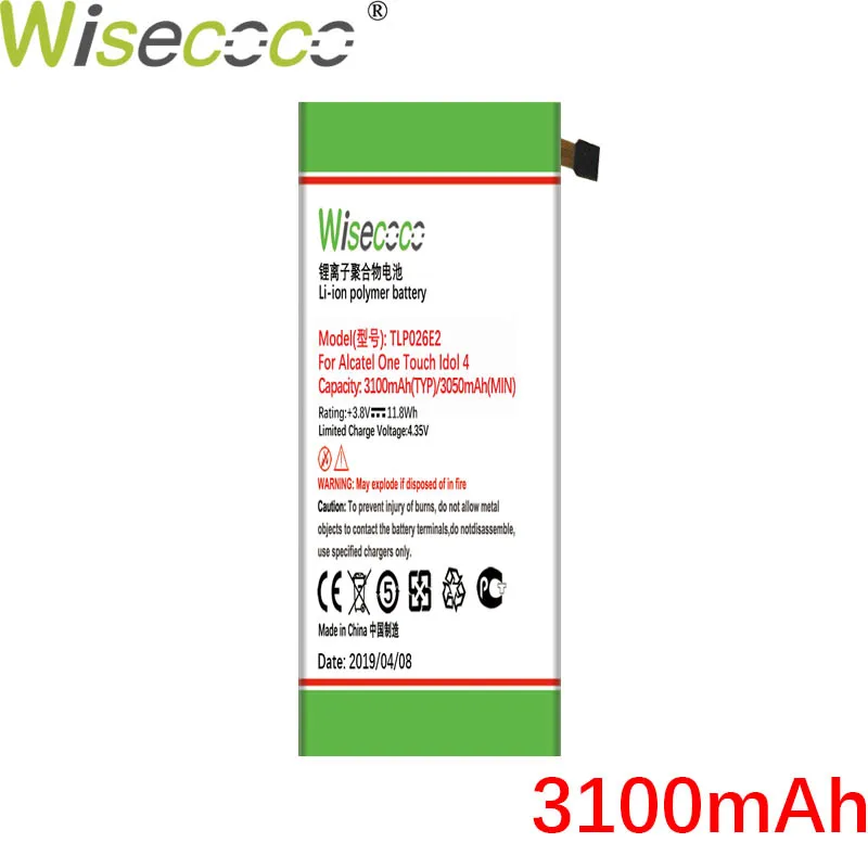 Wisecoco TLP026E2/TLP026EJ 3350mAh New Battery For ALCATEL ONE TOUCH IDOL 4 6055K OT-6055 Idol 4 6055B 6055H 6055U 6055Y Phone
Wisecoco TLP026E2/TLP026EJ 3350mAh New Battery For ALCATEL ONE TOUCH IDOL 4 6055K OT-6055 Idol 4 6055B 6055H 6055U 6055Y Phone